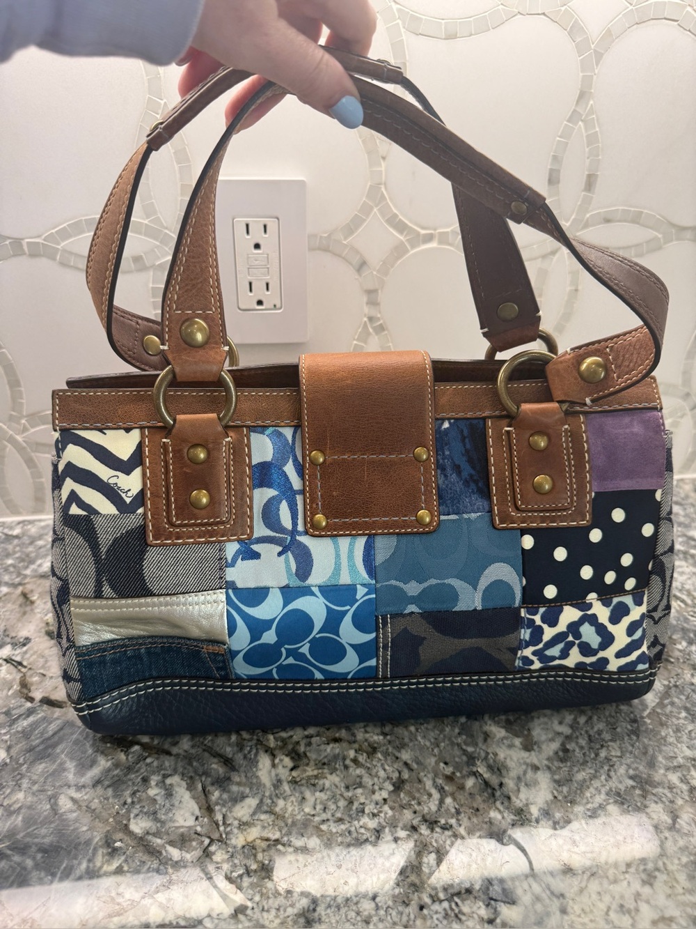 Vintage Coach Denim Patchwork Signature Y2K - Picture 5 of 16